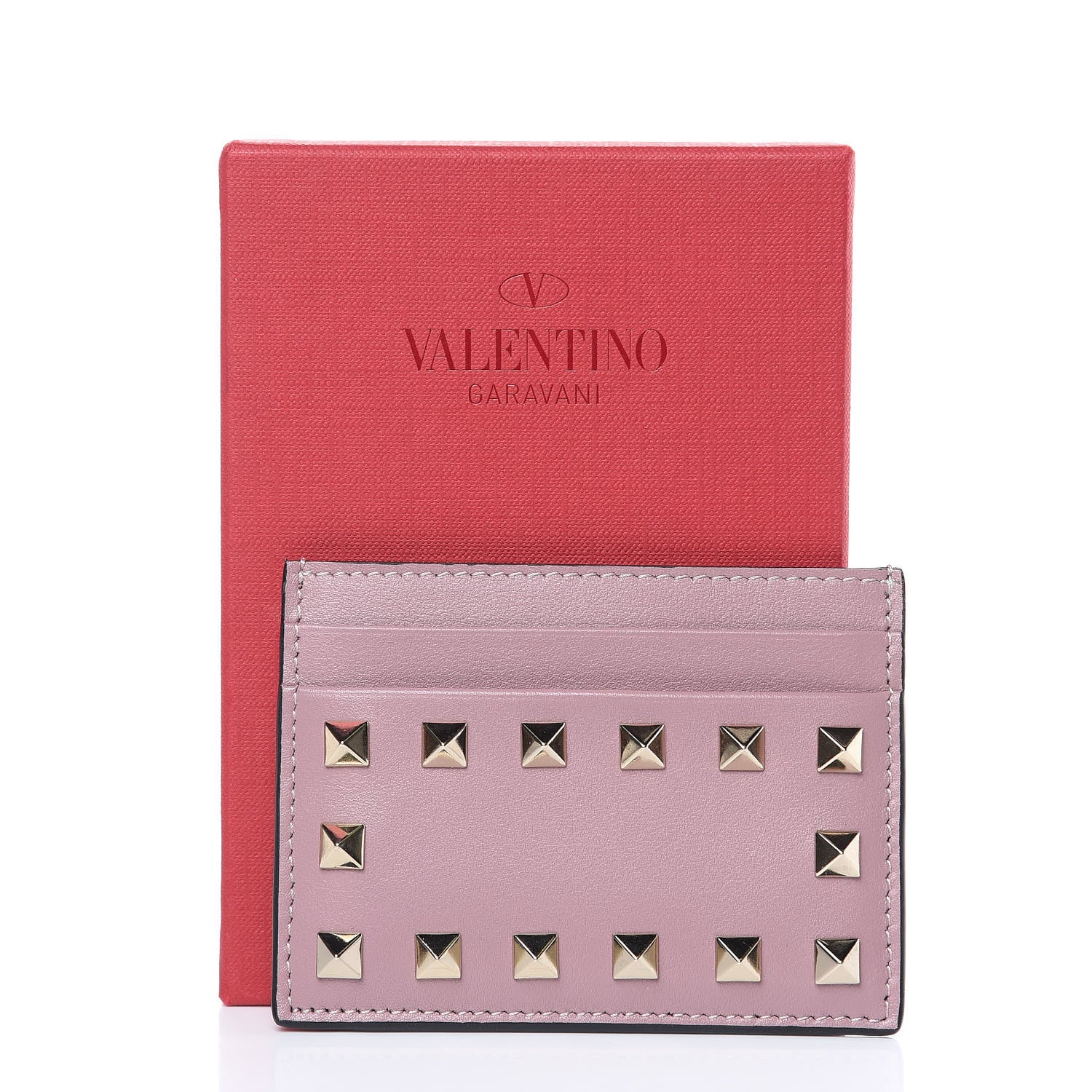 Valentino Garavani Vitello Rockstud Card Holder Poudre 8 of 8