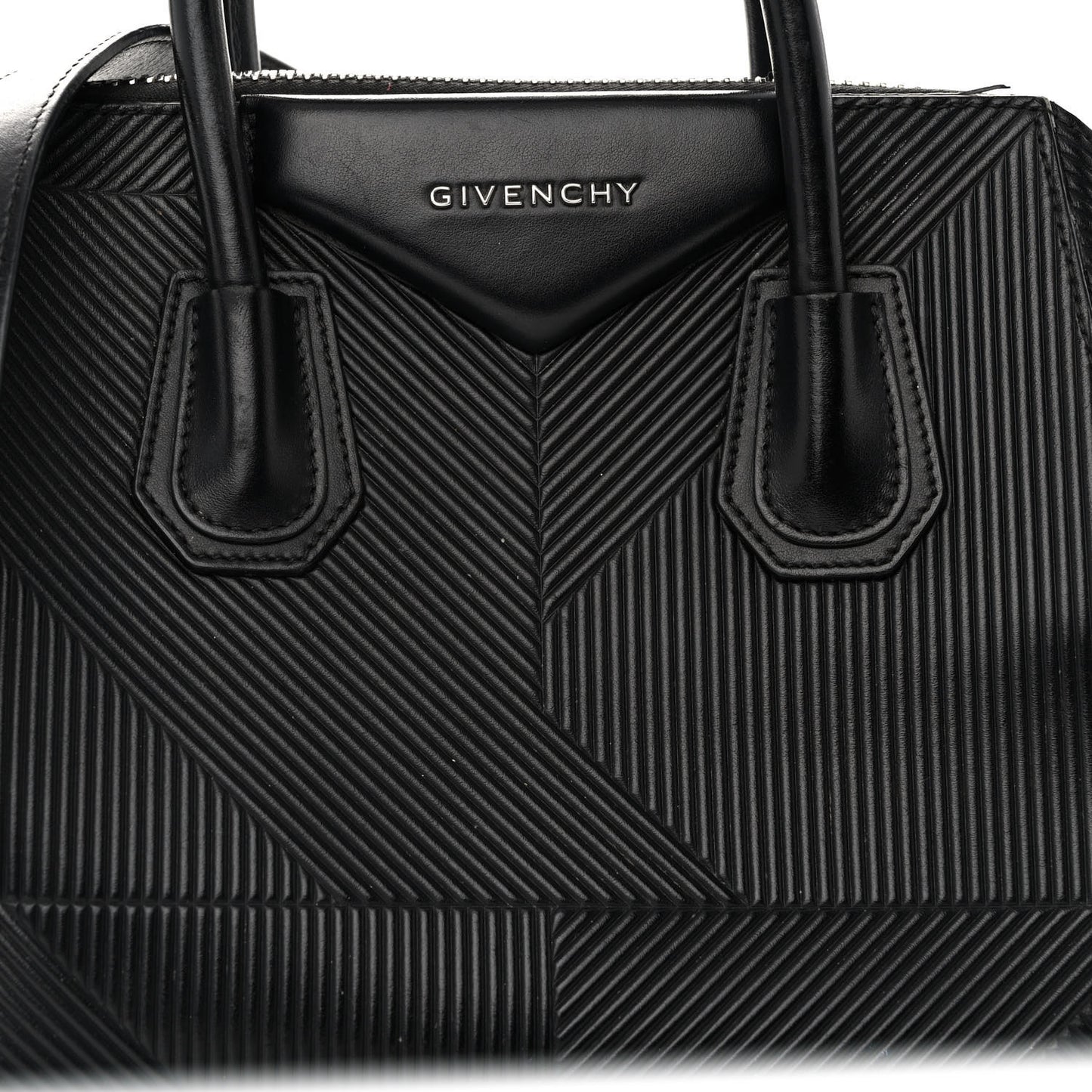 Calfskin Geometric Embossed Small Antigona Black