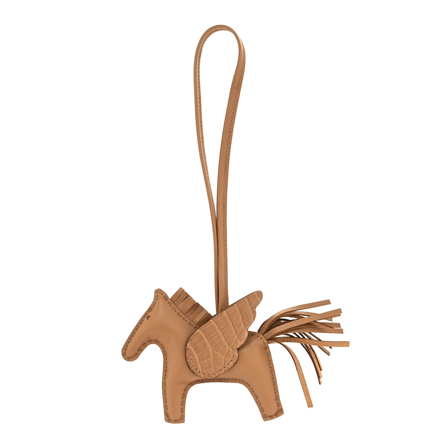 Hermes Milo Lambskin Matte Alligator Touch Grigri Rodeo Pegase Horse Bag Charm PM Chai 1 of 4