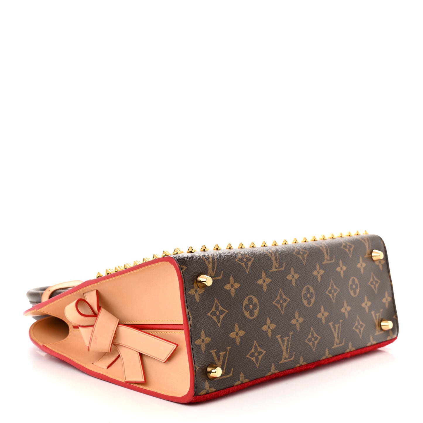 Monogram Calf Hair Spikes Iconoclasts Christian Louboutin Tote Red