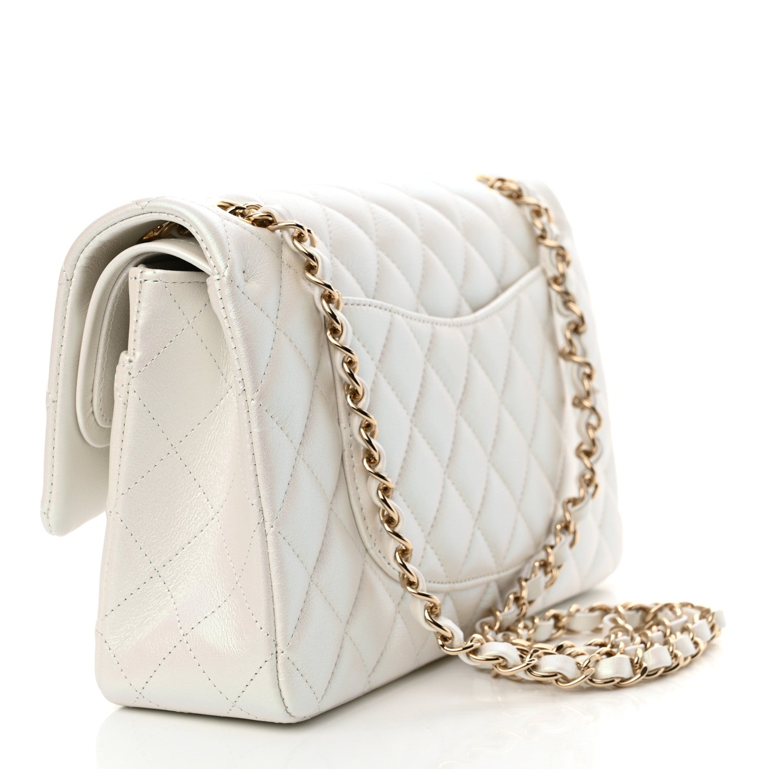 Chanel Iridescent Calfskin Quilted Medium Double Flap White 3 of 13