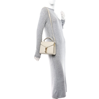 Saint Laurent Grain de Poudre Mini Classic Monogram Cassandra Top Handle Vintage White 2 of 16