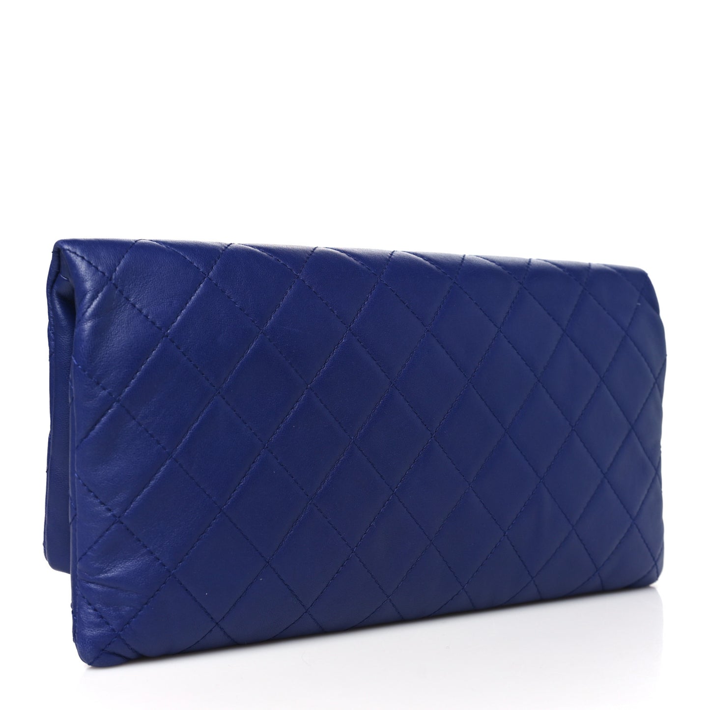 Lambskin Quilted CC Beauty Clutch Blue