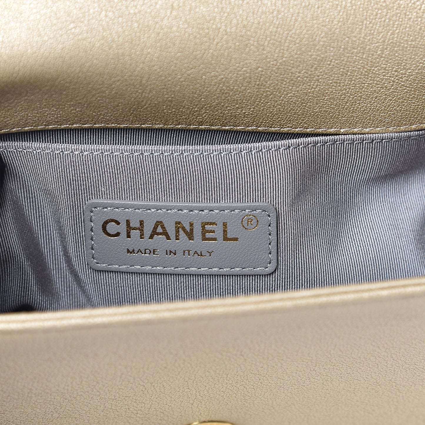 Metallic Lambskin Small Golden CC Boy Flap Dark Gold