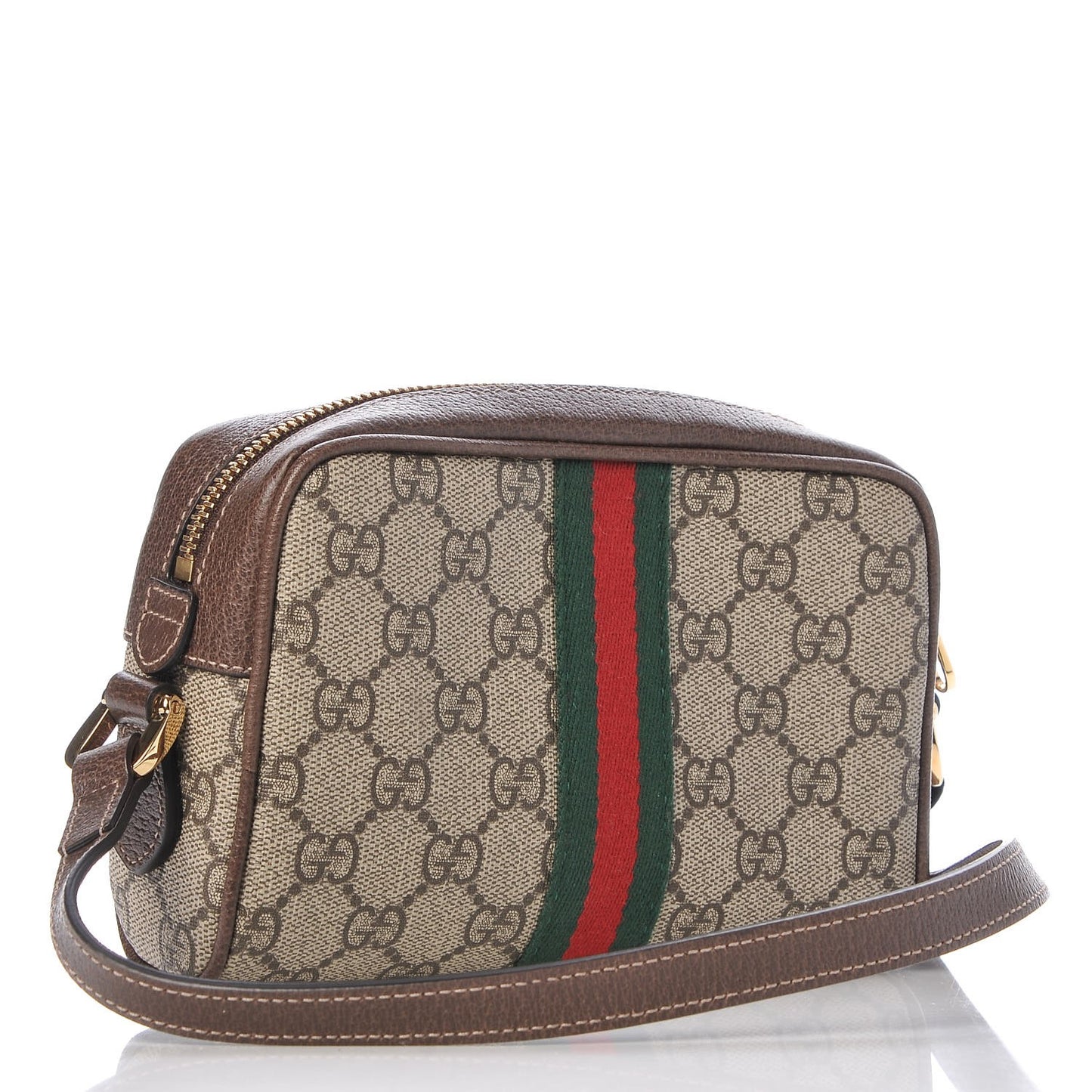 GG Supreme Monogram Web Mini Ophidia Shoulder Bag Brown