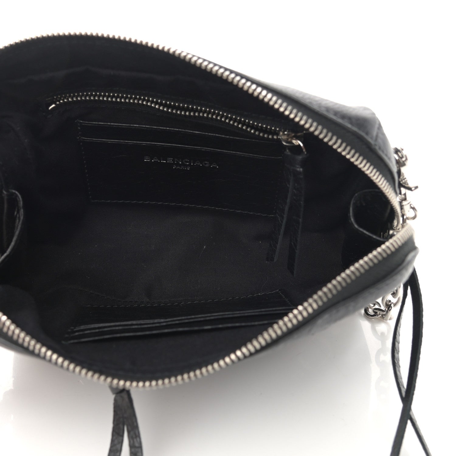 Balenciaga Agneau Classic Silver Hardware Pouch With A Chain Crossbody Black 5 of 11