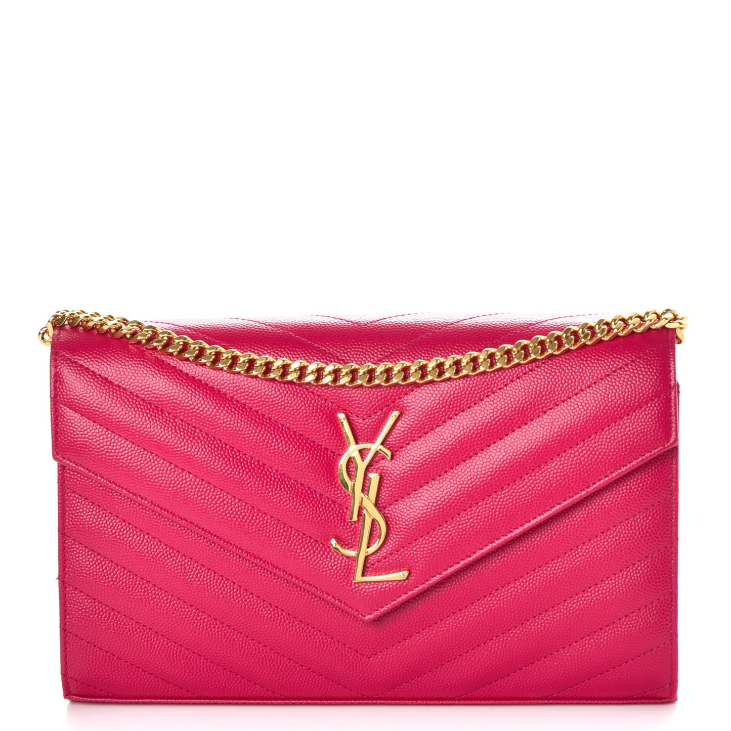 Grain De Poudre Matelasse Chevron Monogram Chain Wallet Bubblegum