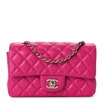 Chanel Lambskin Quilted Mini Rectangular Flap Pink 1 of 9