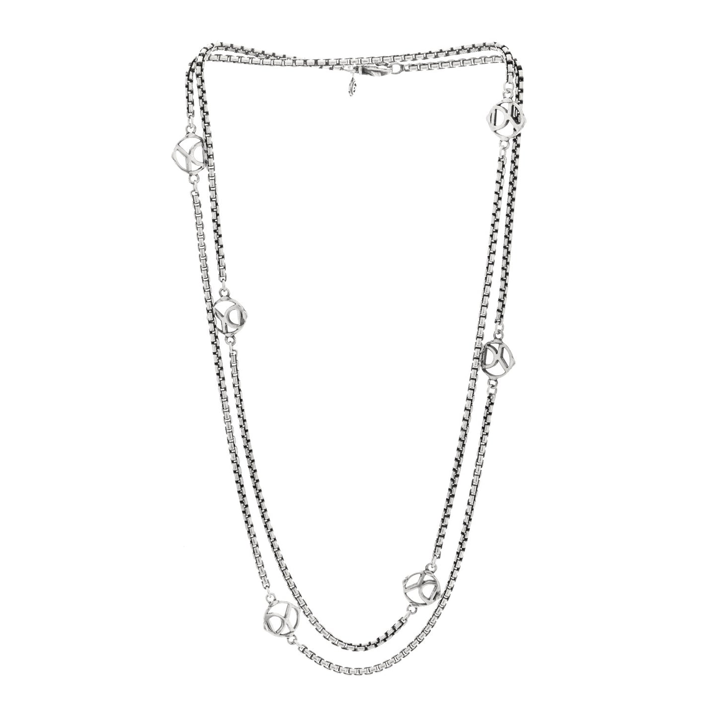 Sterling Silver Logo Station Necklace 36"