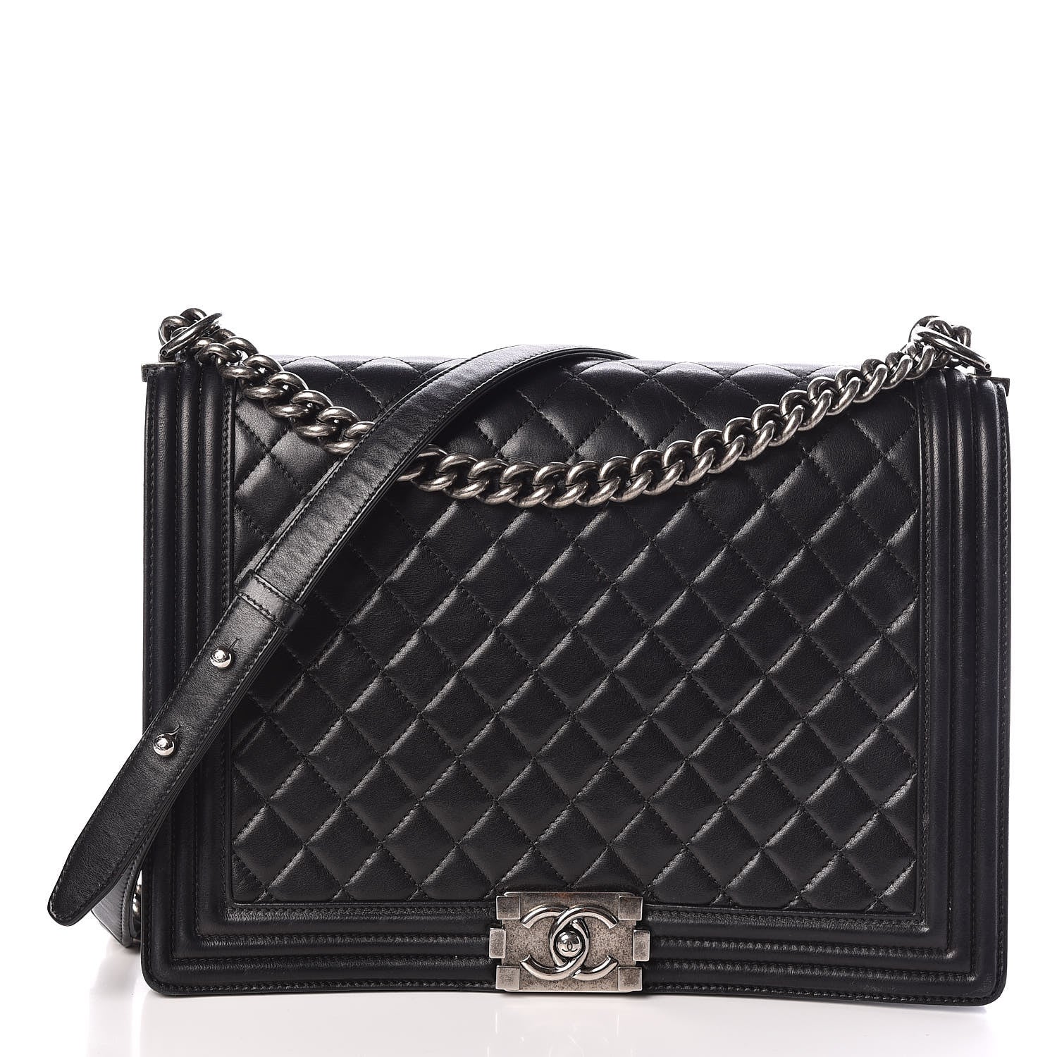 Chanel Lambskin Quilted Large Boy Flap Black 1 of 11