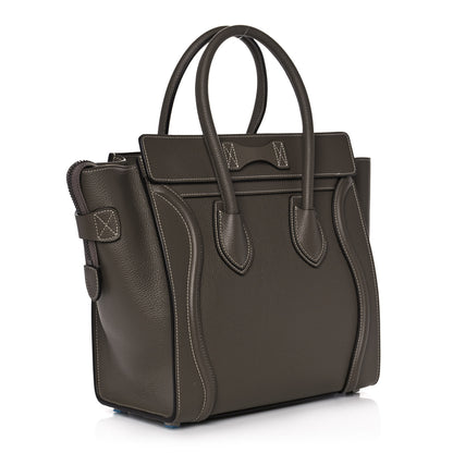 Celine Drummed Calfskin Micro Luggage Souris 3 of 10