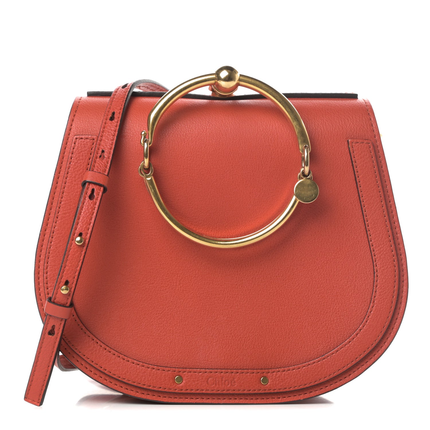 Chloe Calfskin Suede Medium Nile Bracelet Bag Earthy Red 1 of 14