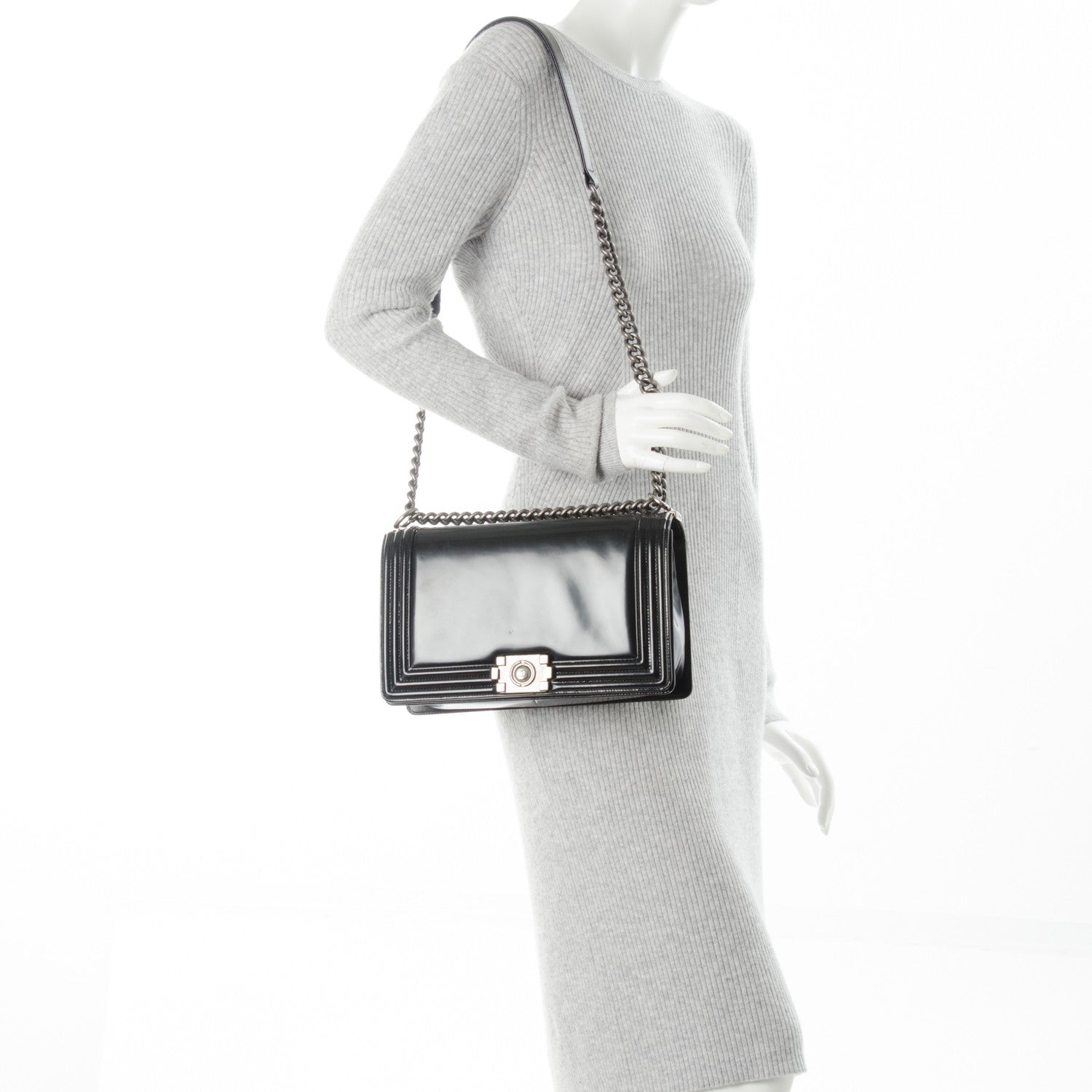 Chanel Glazed Calfskin Medium Boy Flap Black 2 of 8