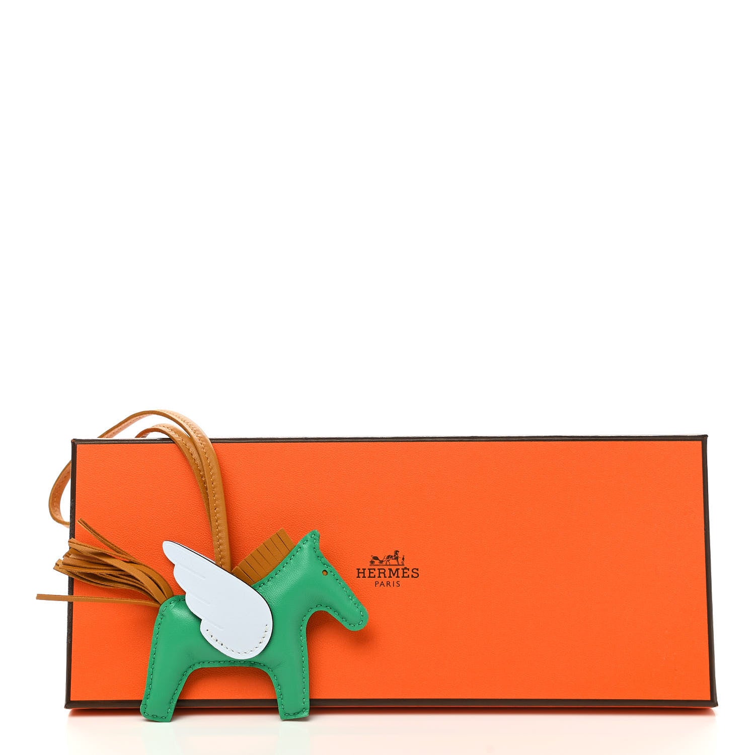 Hermes Milo Lambskin Grigri Rodeo Pegase Horse Bag Charm PM Menthe Sesame Bleu Brume 5 of 5