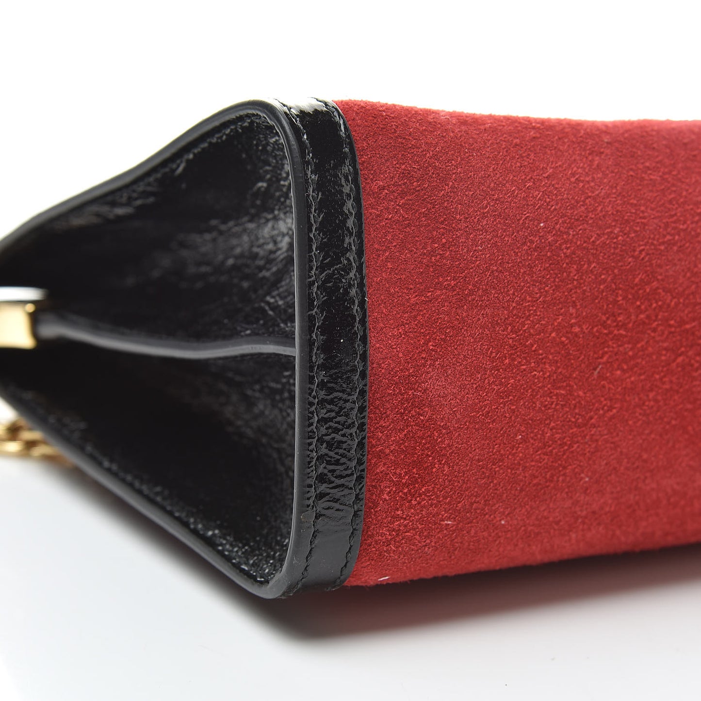 Suede Patent Web Medium Ophidia Chain Shoulder Bag Hibiscus Red Black