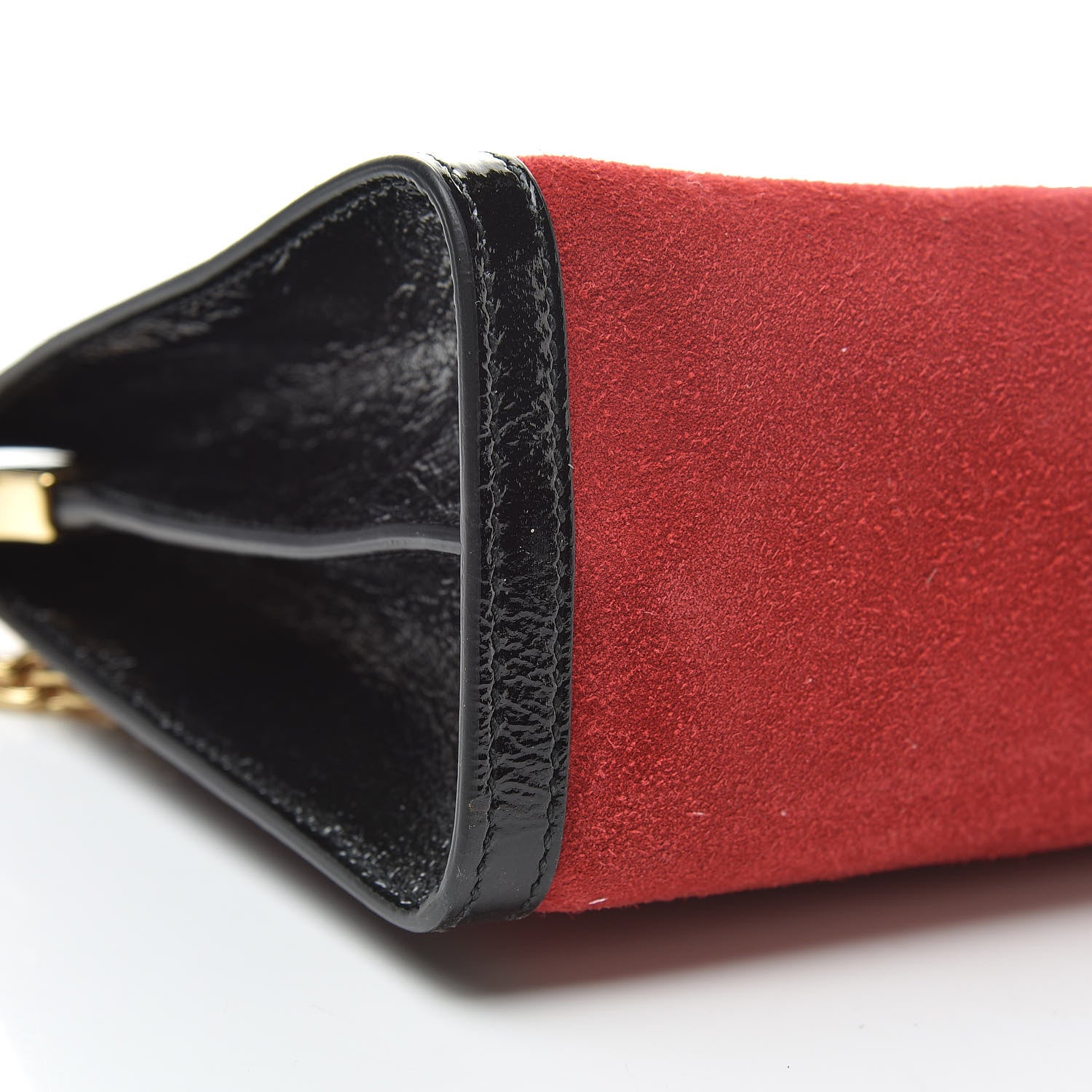 Gucci Suede Patent Web Medium Ophidia Chain Shoulder Bag Hibiscus Red Black 9 of 13