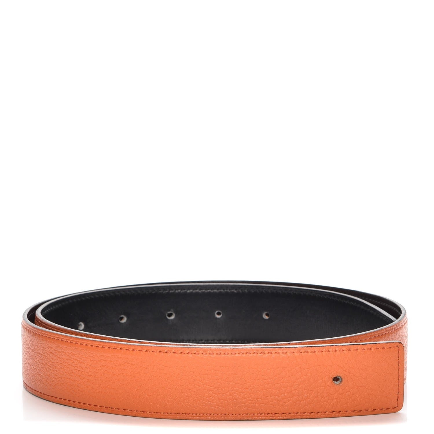 Hermes Box Togo 32mm Belt Strap 85 Black Orange 1 of 10
