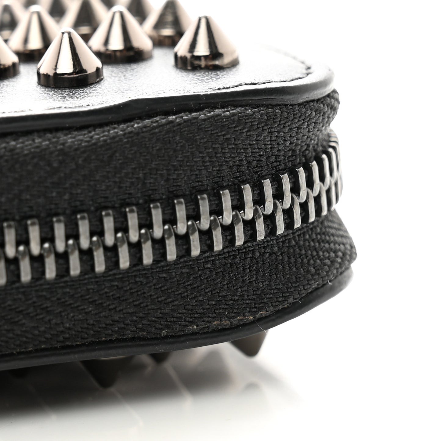 Calfskin Panettone Spiked Zip Around Wallet Black