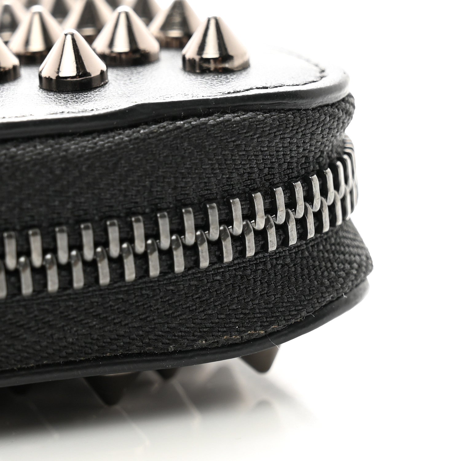 Christian Louboutin Calfskin Panettone Spiked Zip Around Wallet Black 9 of 10