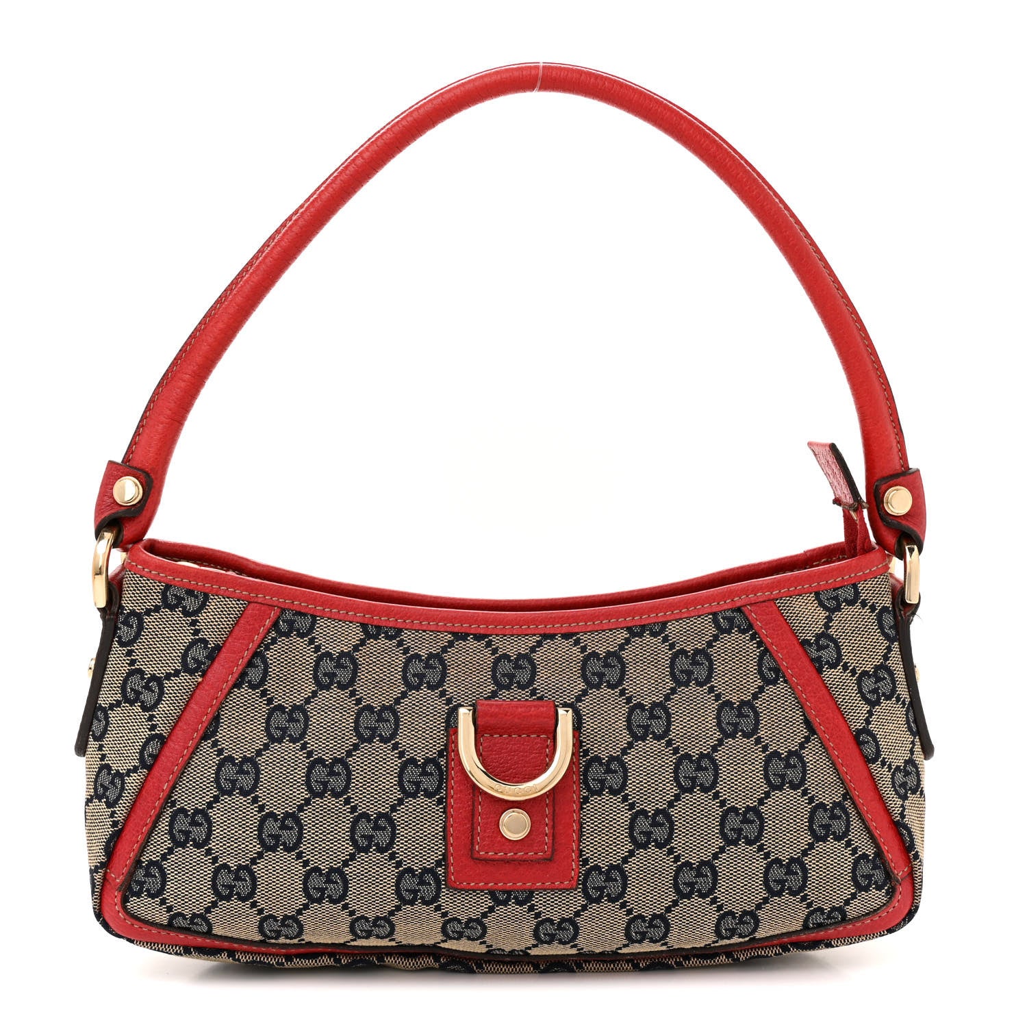 Gucci Monogram D Ring Abbey Pochette Navy Red 1 of 14