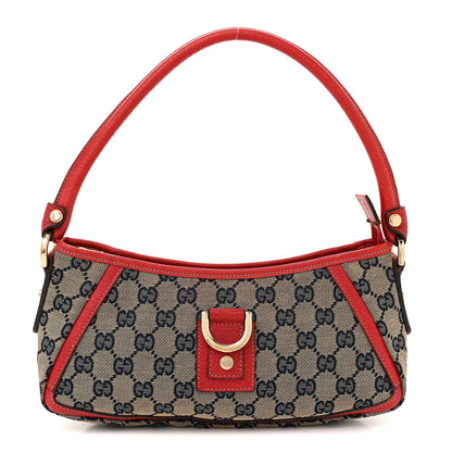Gucci Monogram D Ring Abbey Pochette Navy Red 1 of 14