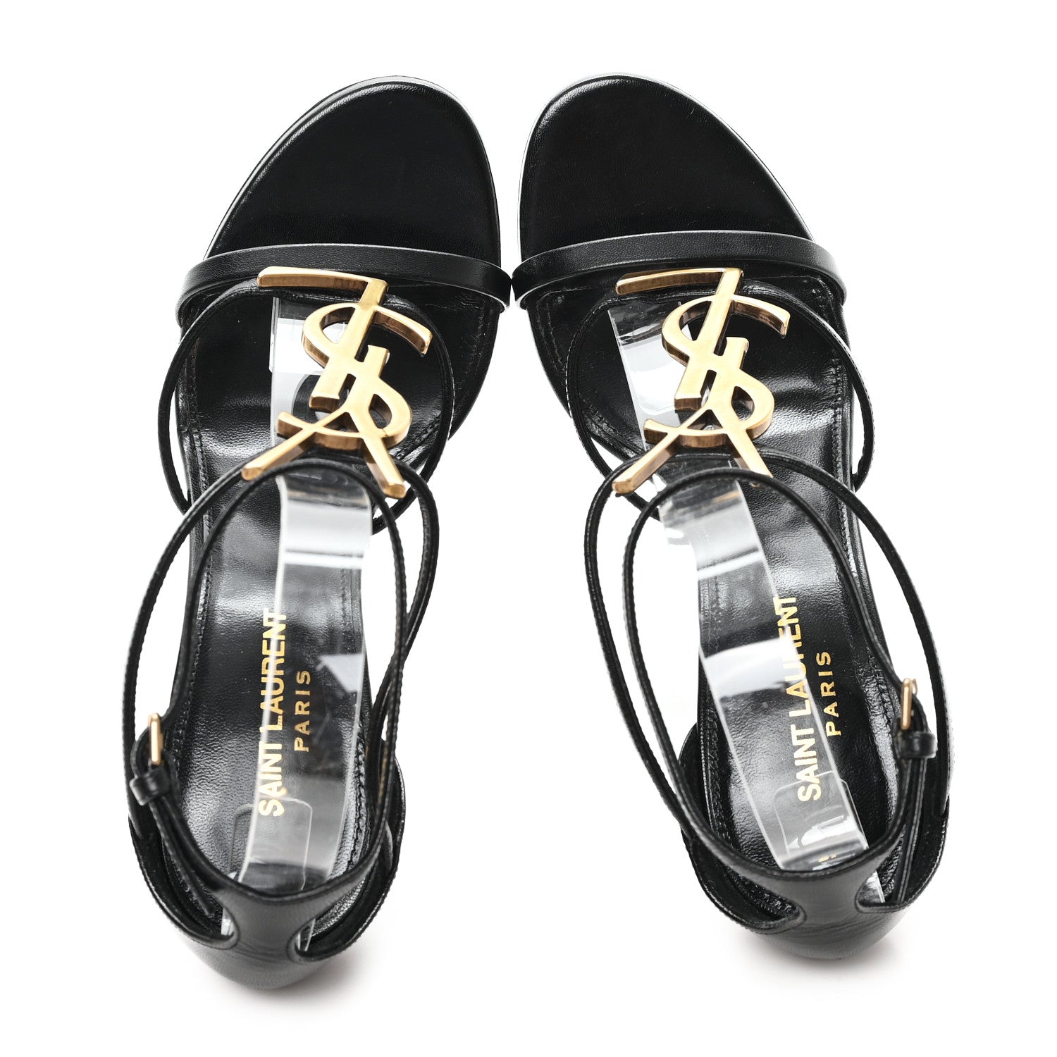 Saint Laurent Calfskin Cassandra 100 Ankle Strap Sandals 37 Black 2 of 11