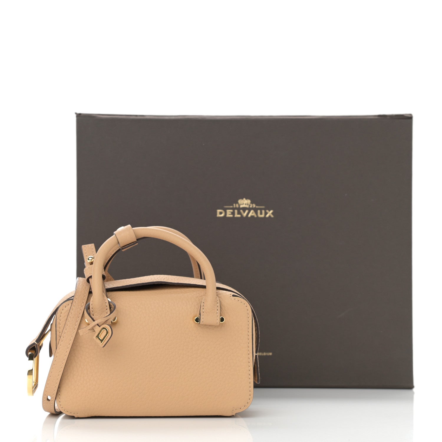 Delvaux Taurillon Soft Nano Cool Box Satchel Latte 10 of 10