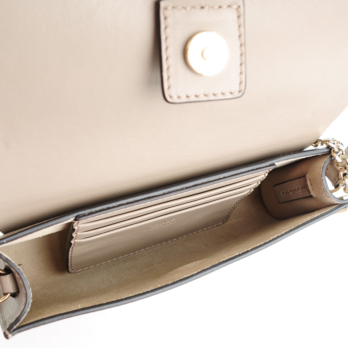 Suede Calfskin Faye Wallet On Strap Motty Grey