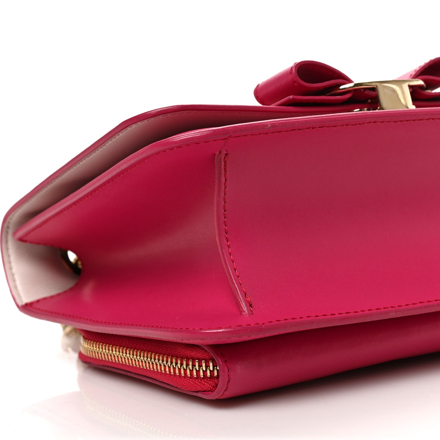 Salvatore Ferragamo Smooth Calfskin Vara Bow Chain Flap Crossbody Pink 7 of 8