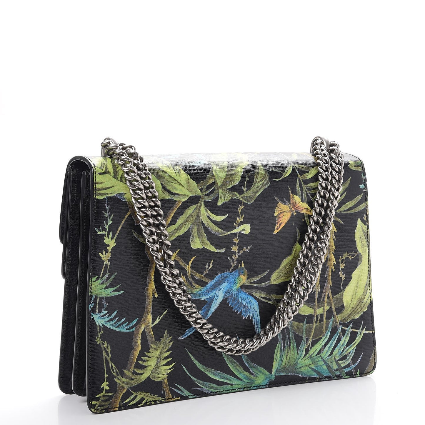 Calfskin Tropical Print Medium Dionysus Shoulder Bag Black Multi