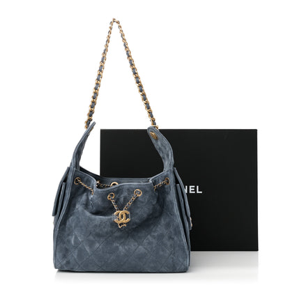 Chanel Suede Quilted Small Chanel 25 Handbag Blue 11 of 11