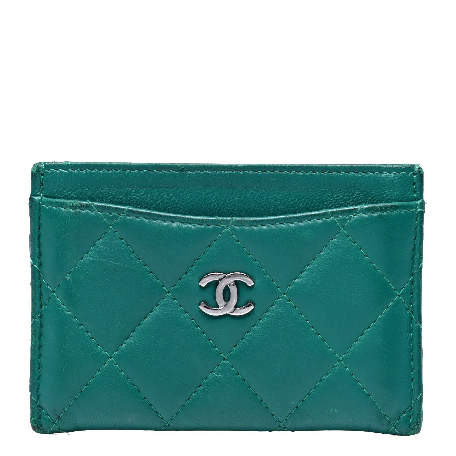 Chanel Lambskin Quilted Card Holder Green 1 of 5