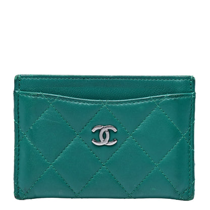 Chanel Lambskin Quilted Card Holder Green 1 of 5