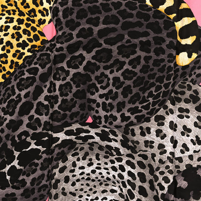 Hermes Silk Twill Lazy Leopardesses Scarf 90 Rose Vif Anthracite 4 of 4