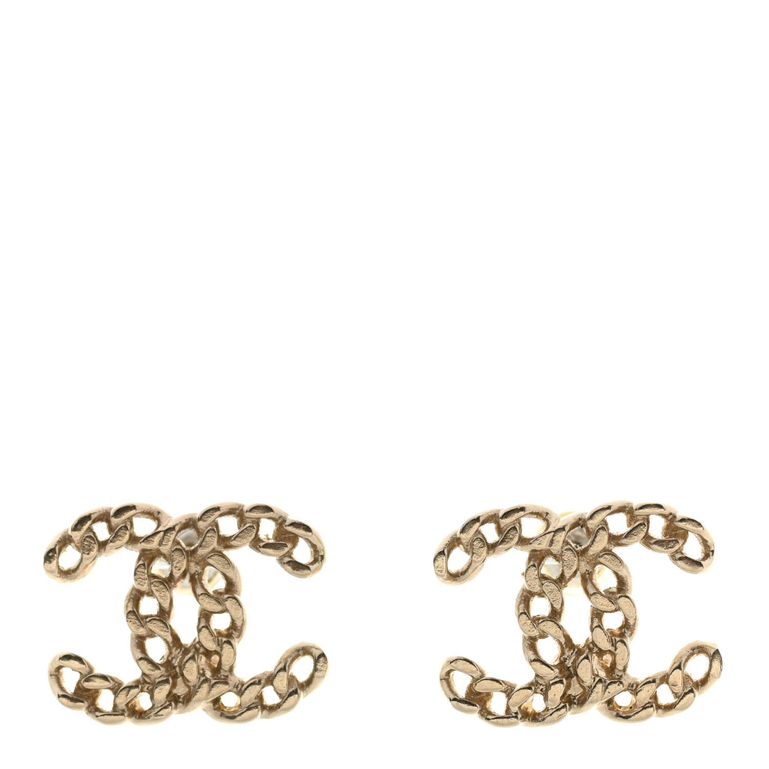Chanel Metal Chain Link CC Earrings Gold 1 of 4