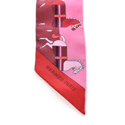 Hermes Silk Rocabar Twilly Rose Vif Bordeaux 5 of 5