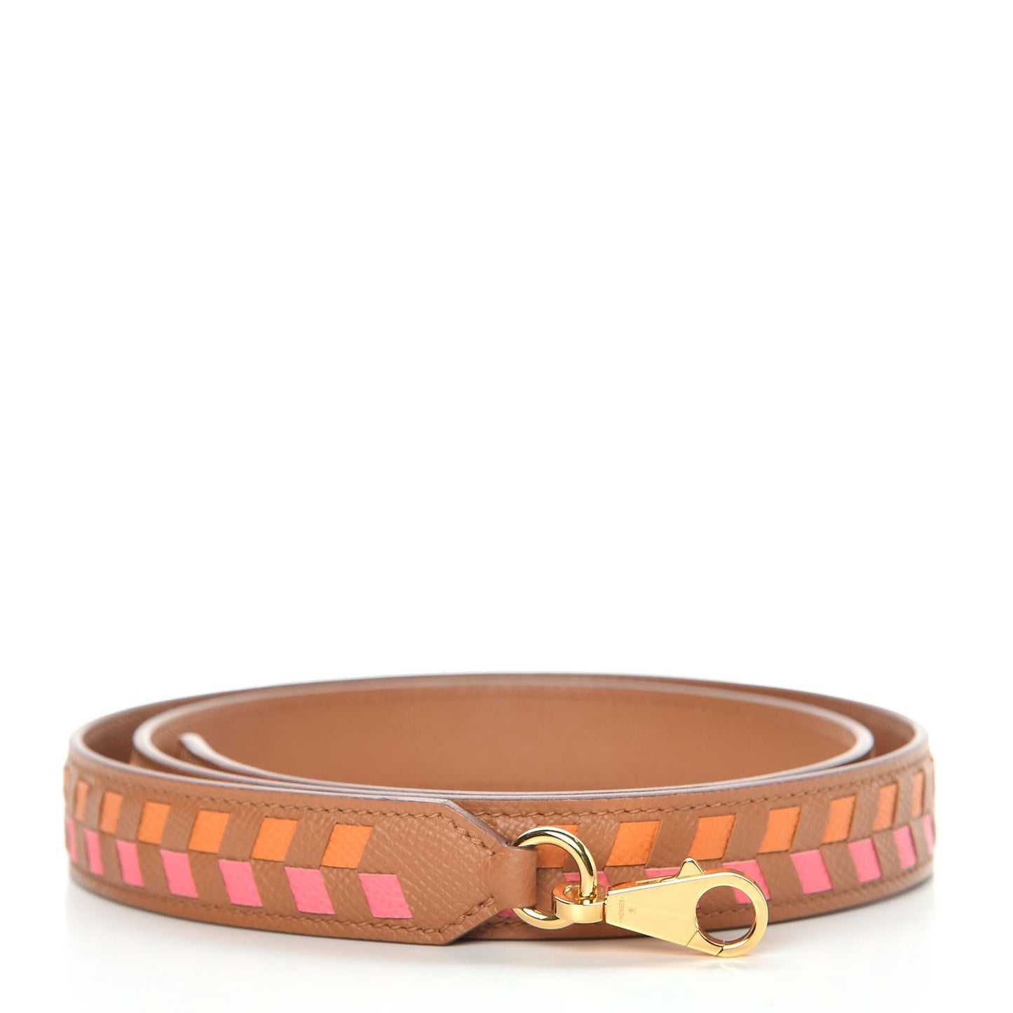 Epsom 25mm Tressage Shoulder Strap Abricot Rose Azalee Gold