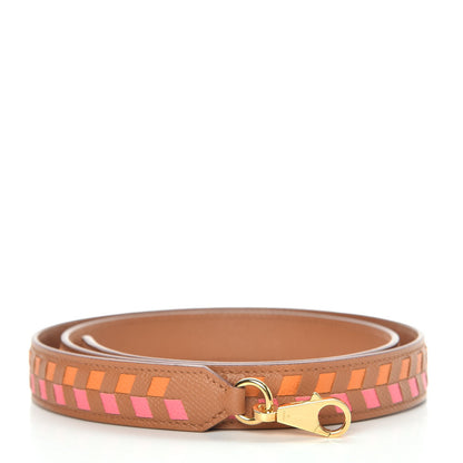 Hermes Epsom 25mm Tressage Shoulder Strap Abricot Rose Azalee Gold 1 of 5