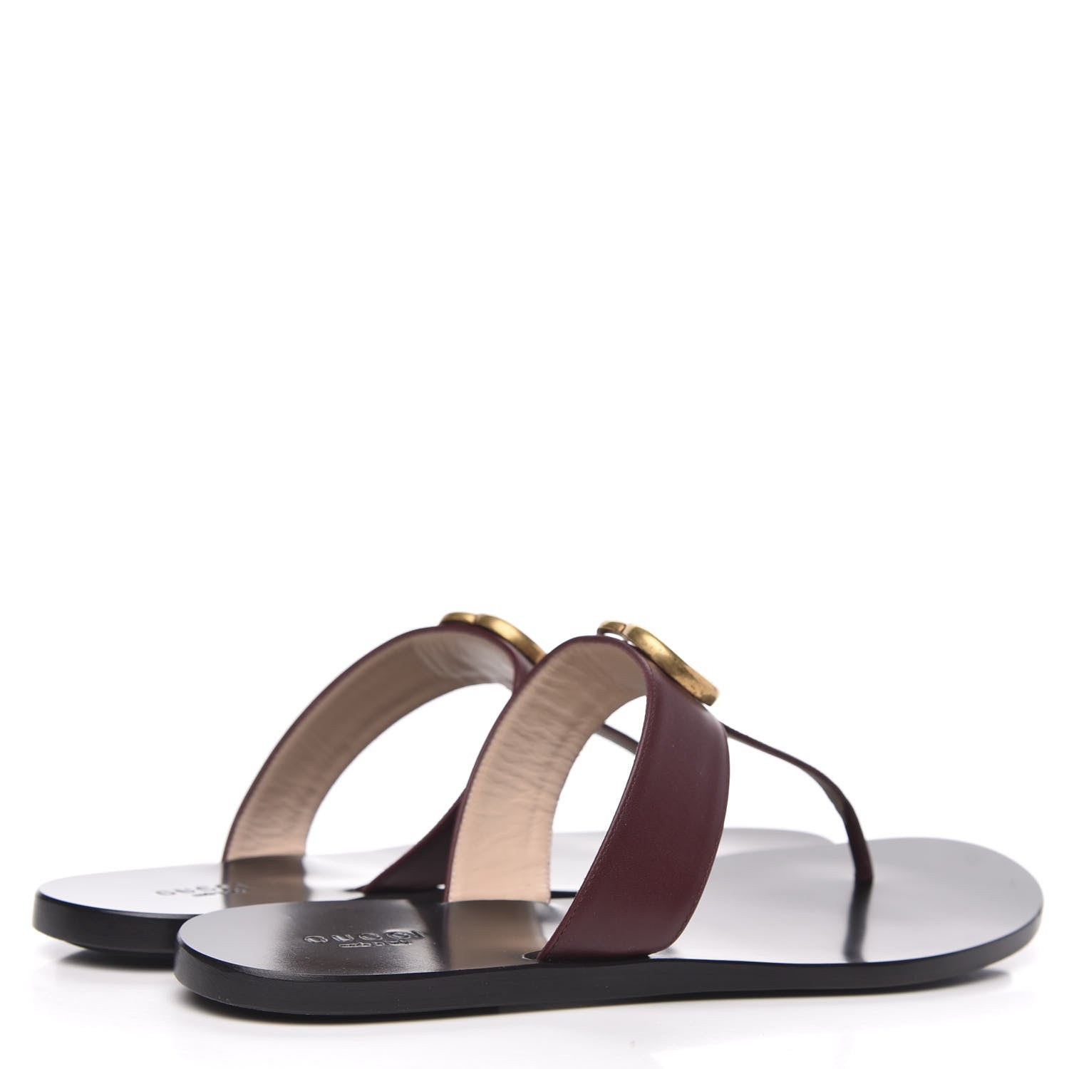 Gucci Calfskin Double G Thong Sandals 39.5 Vintage Bordeaux 4 of 9