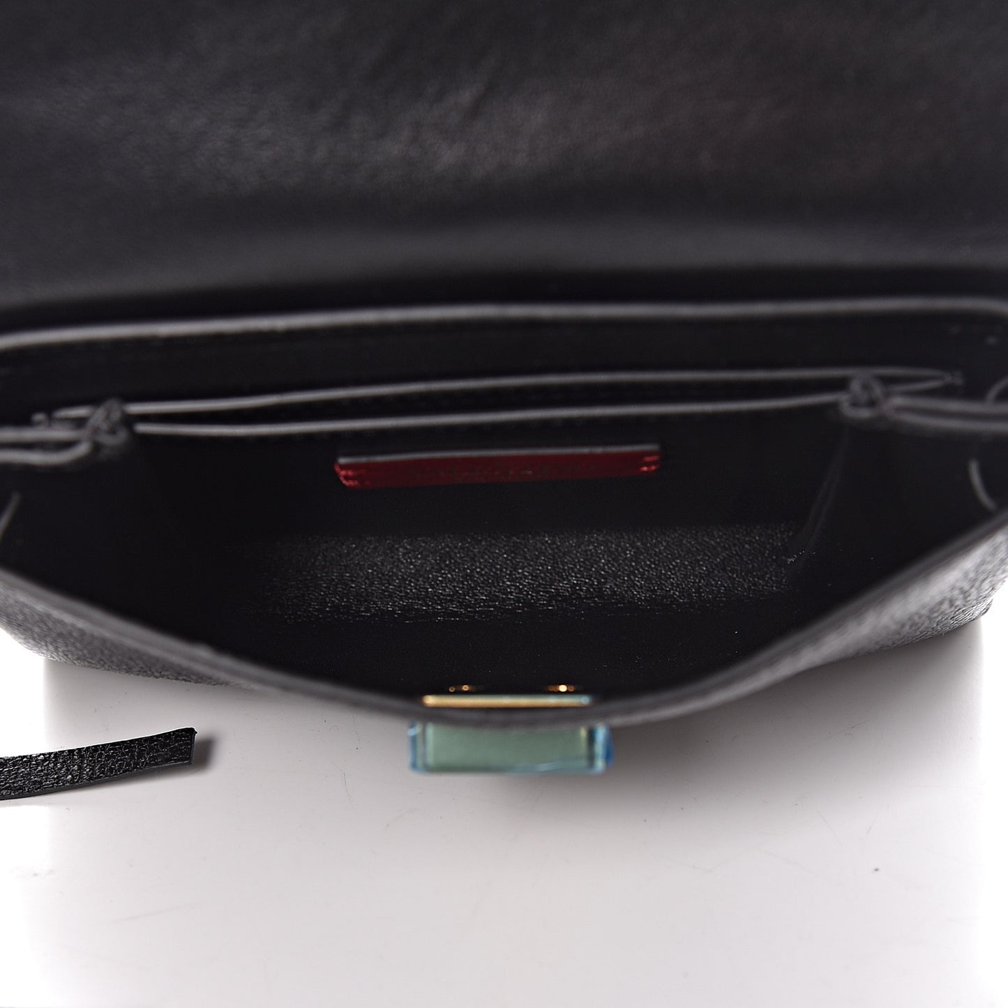 Textured Patent Calfskin VRing Belt Bag 95 Black
