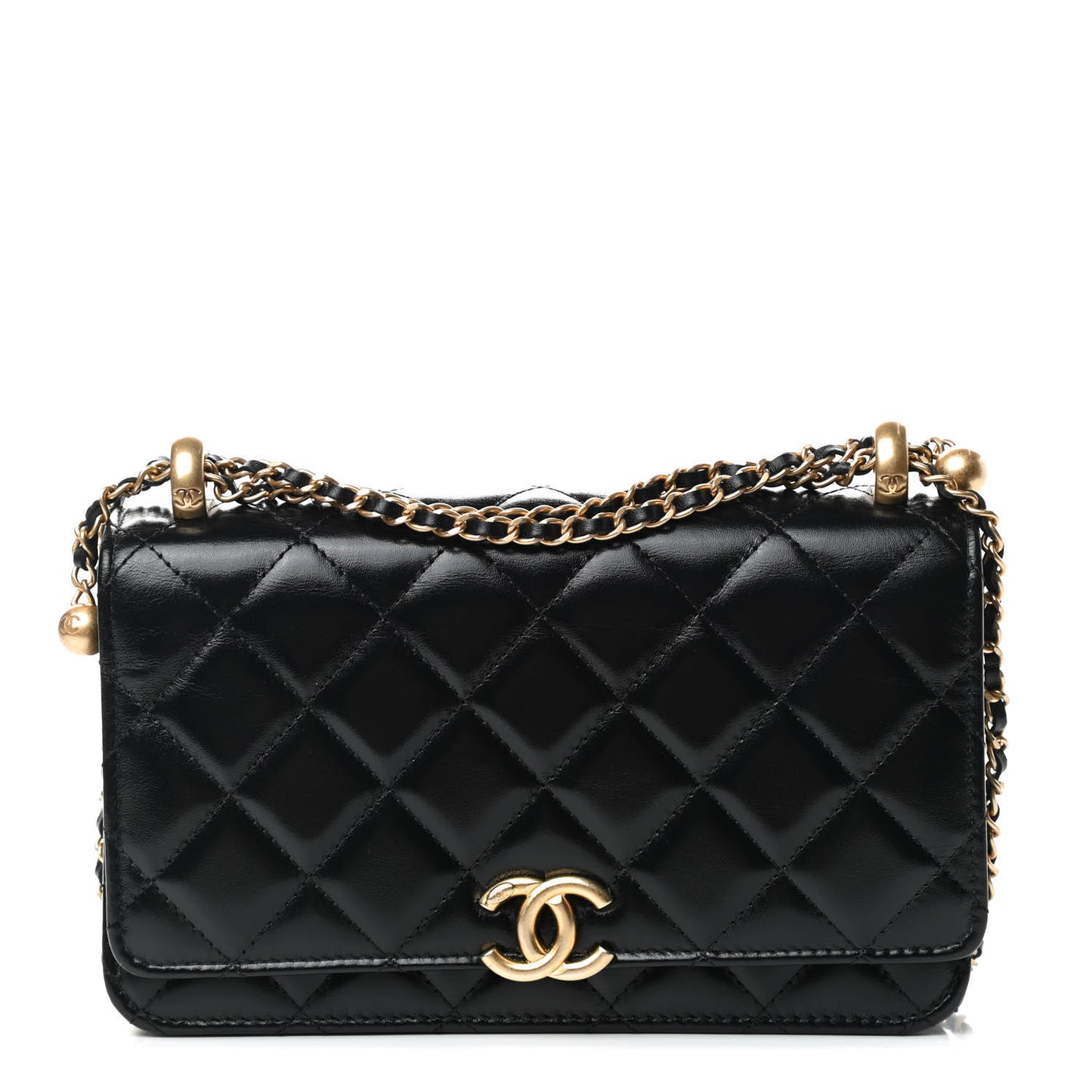 Calfskin Quilted Perfect Fit Wallet On Chain WOC Black