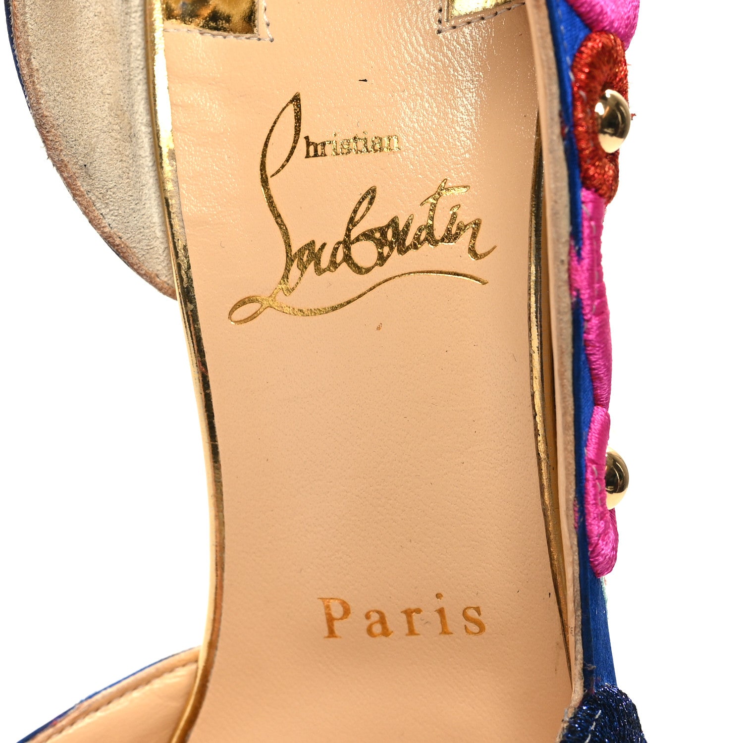 Christian Louboutin Crepe Satin Embroidered D'Orsay 100 Pumps 38 Multicolor 7 of 7
