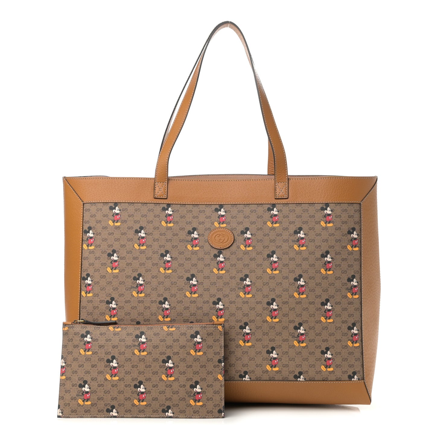 X DISNEY Mini Vintage GG Supreme Monogram Mickey Mouse Large Shopping Tote Beige Vintage Sun Oil