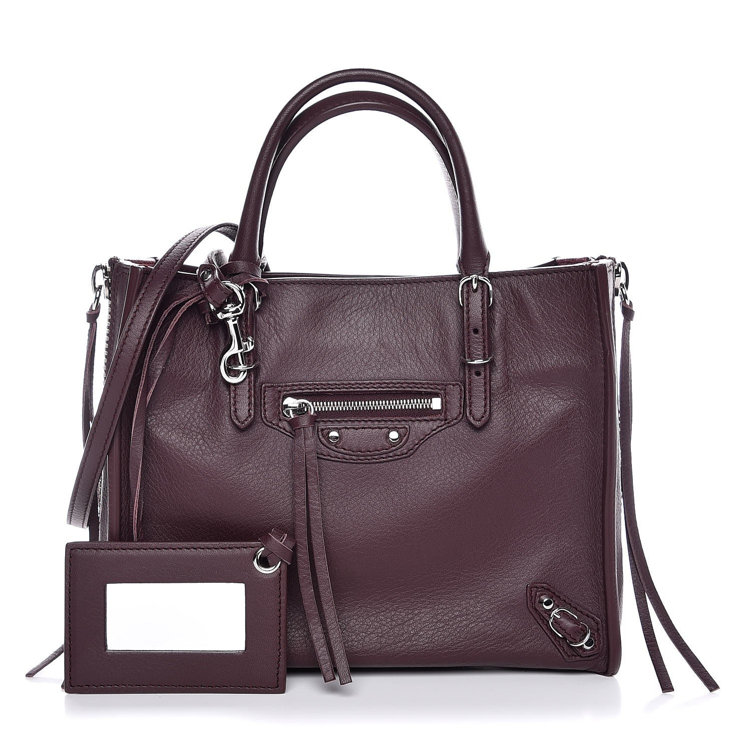 Balenciaga Calfskin Papier Mini A4 Zip Around Tote Rouge Aubergine 1 of 7