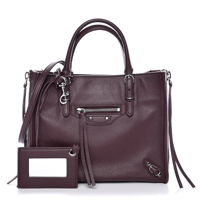 Balenciaga Calfskin Papier Mini A4 Zip Around Tote Rouge Aubergine 1 of 7