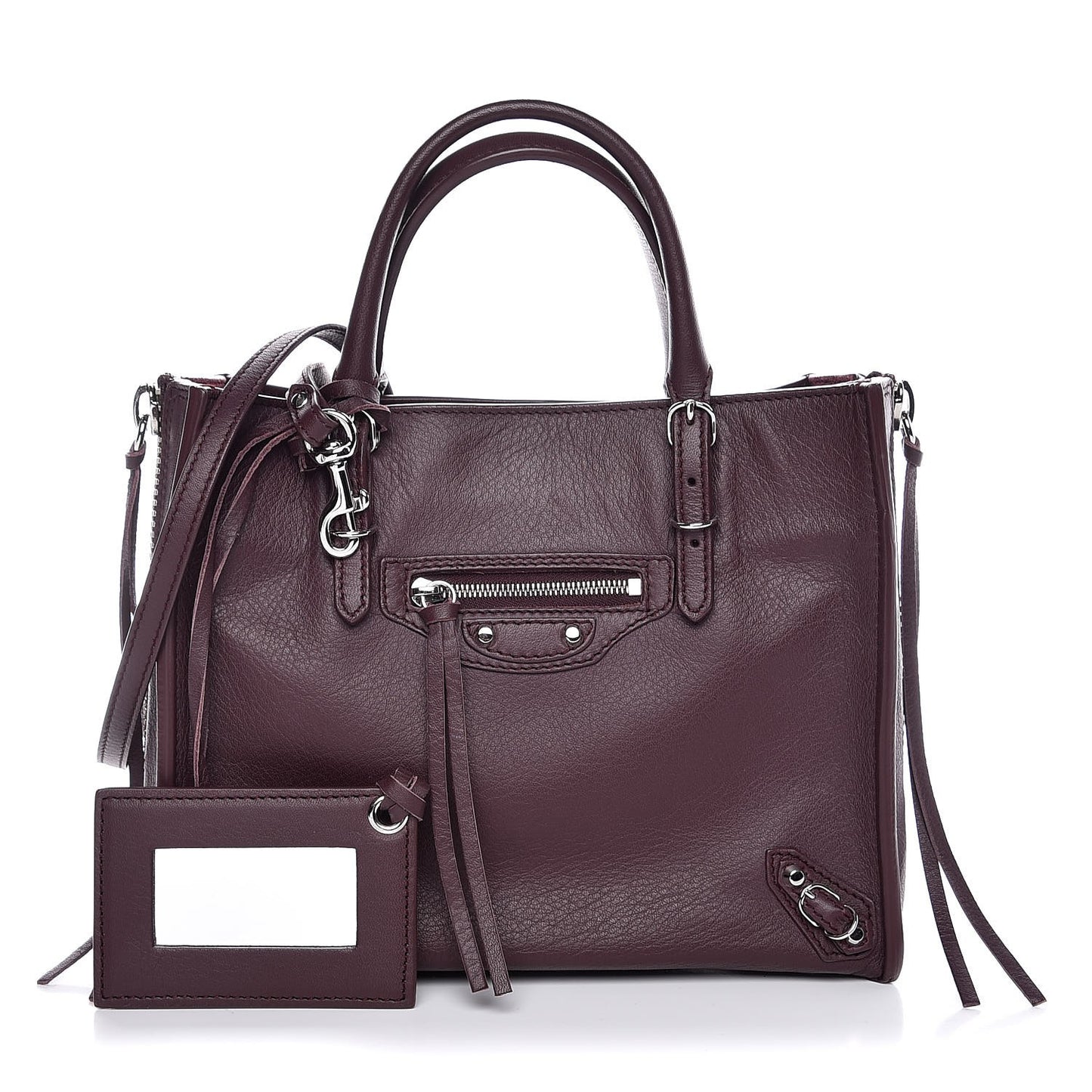Calfskin Papier Mini A4 Zip Around Tote Rouge Aubergine