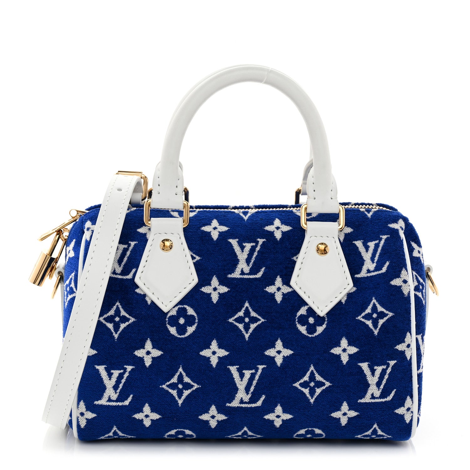 Louis Vuitton Jacquard Velvet Monogram LV Match Speedy Bandouliere 20 Blue 1 of 9