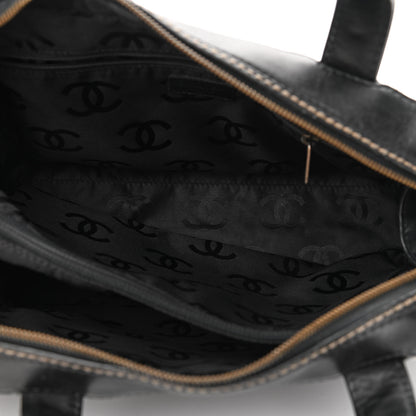 Chanel Calfskin Contrast Stitch Surpique Bowler Dark Brown 6 of 17