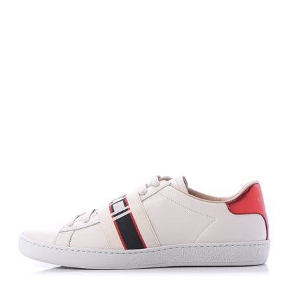 Gucci Calfskin Stripe Womens New Ace Sneakers 38.5 New Mystic White Ecru Red Flame 1 of 9