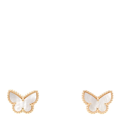 Van Cleef & Arpels 18K Yellow Gold Mother of Pearl Sweet Alhambra Butterfly Earrings 1 of 7